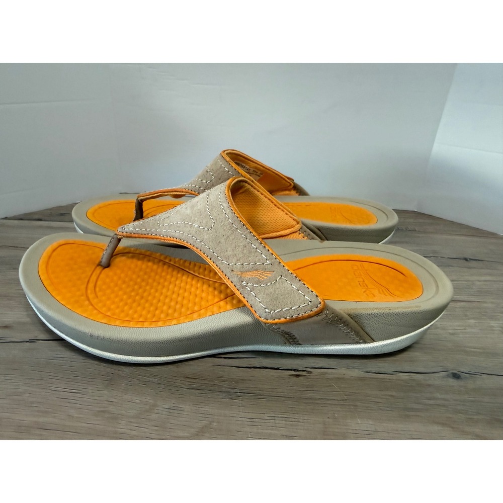 Dansko Katy Orange Tan Leather Thong Sandals Comfort Flip Flops Womens 39 - Picture 2 of 6